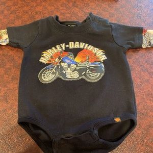 Harley Davidson Onsie with tattoo arms 6/9 months